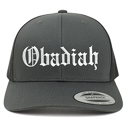 Trendy Apparel Shop Obadiah Old English 6 Panel Trucker Mesh Cap