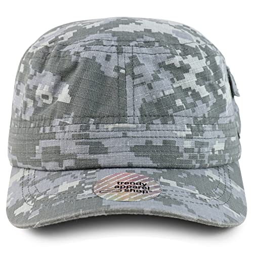 Trendy Apparel Shop XXL Big Head Oversize Flat Top Army Cap with Map Pocket