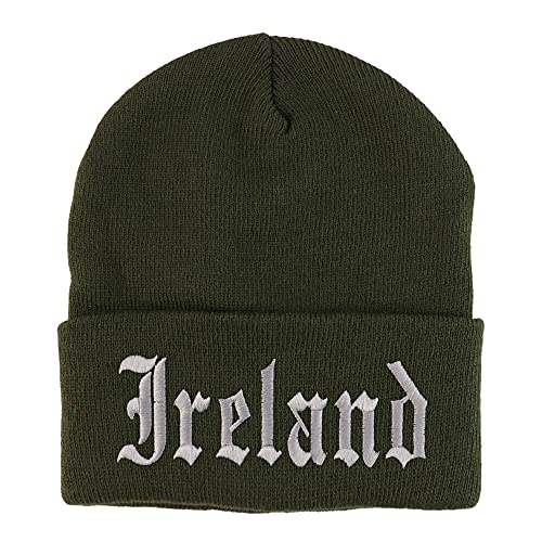 Trendy Apparel Shop Ireland Old English Embroidered Long Cuff Beanie