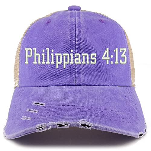 Trendy Apparel Shop Philippians 4:13 Frayed Bill Trucker Mesh Back Cap