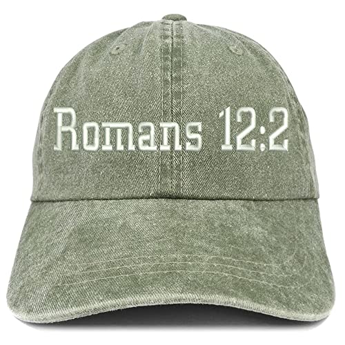 Trendy Apparel Shop Romans 12:2 Washed Pigment Dyed Baseball Cap