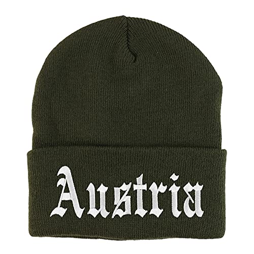 Trendy Apparel Shop Austria Old English Embroidered Long Cuff Beanie