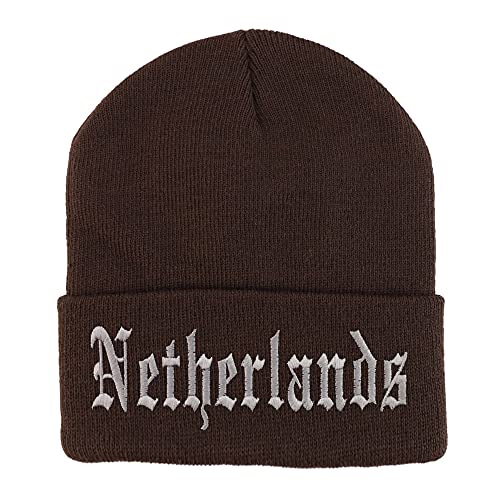 Trendy Apparel Shop Netherlands Old English Embroidered Long Cuff Beanie