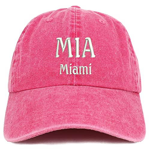 Trendy Apparel Shop MIA Miami Embroidered Pigment Dyed Washed Baseball Cap