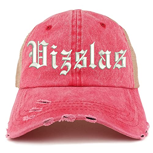 Trendy Apparel Shop Old English Vizslas Frayed Bill Trucker Mesh Back Cap