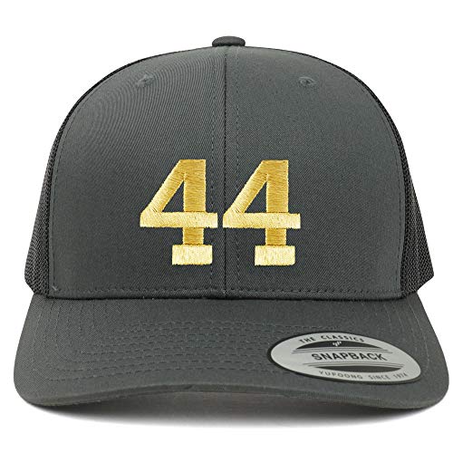 Trendy Apparel Shop Number 44 Gold Thread Embroidered Retro Trucker Mesh Cap