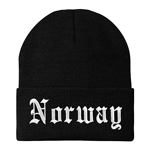 Trendy Apparel Shop Norway Old English Embroidered Long Cuff Beanie