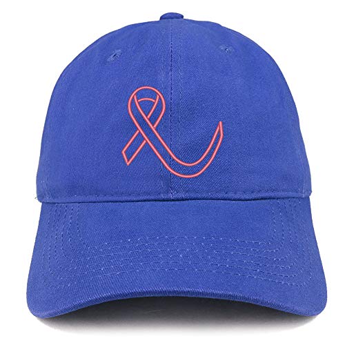 Trendy Apparel Shop Breast Cancer Ribbon Embroidered Soft Brushed Cotton Cap