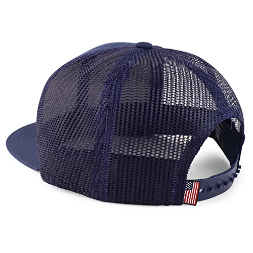 Trendy Apparel Shop Made in USA Structured 6 Panel Flatbill Snapback Mesh Back Cap