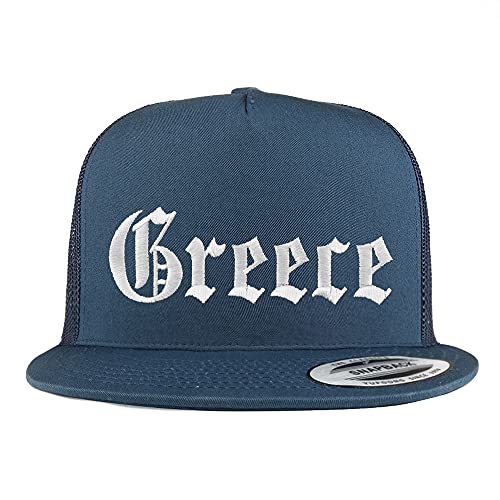 Trendy Apparel Shop Greece Old English 5 Panel Flatbill Trucker Cap