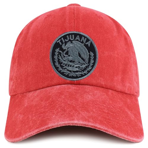 Trendy Apparel Shop Tijuana Mexico Charcoal Embroidered Patch Pigment Dyed Washed Baseball Cap