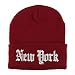 Trendy Apparel Shop New York State Old English Embroidered Long Cuff Beanie