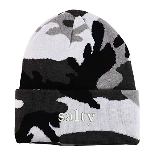 Trendy Apparel Shop Salty Embroidered Made in USA Camo Beanie