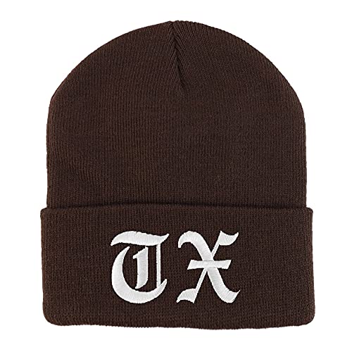 Trendy Apparel Shop Texas TX Old English Embroidered Long Cuff Beanie