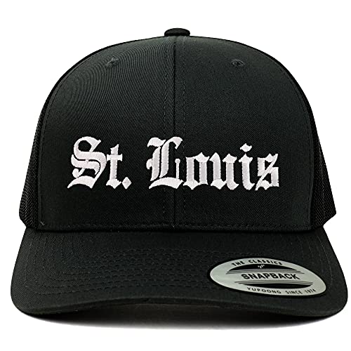 Trendy Apparel Shop St Louis Old English 6 Panel Trucker Retro Mesh Cap