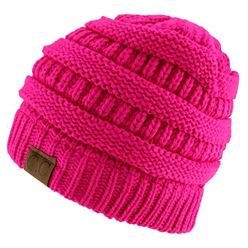 Trendy Apparel Shop Neon Color High Visibility Cable Knit Winter Beanie Hat