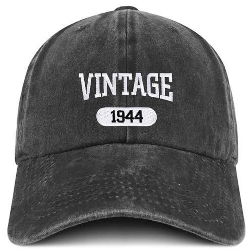 Trendy Apparel Shop Vintage 1944 Embroidered 80th Birthday Soft Crown Washed Cotton Cap