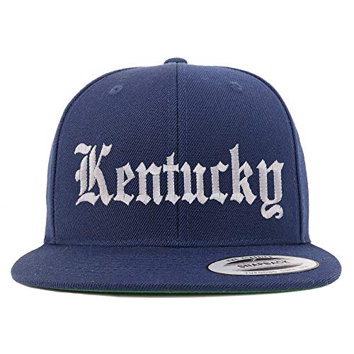 Trendy Apparel Shop Kenturky State Old English Embroidered Flatbill Snapback