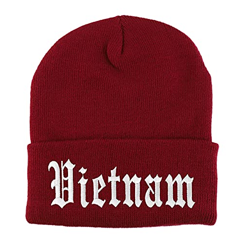 Trendy Apparel Shop Vietnam Old English Embroidered Long Cuff Beanie
