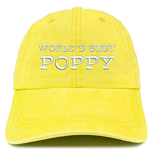 Trendy Apparel Shop World's Best Poppy Embroidered Washed Cotton Adjustable Cap