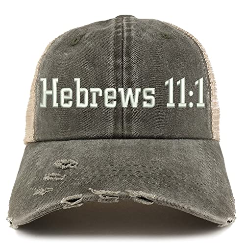 Trendy Apparel Shop Hebrews 11:1 Frayed Bill Trucker Mesh Back Cap