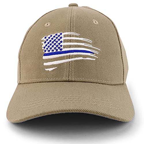 Trendy Apparel Shop Thin Blue Line Waving USA Flag WE Support Baseball Cap