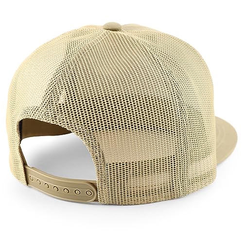 Trendy Apparel Shop Plain Structured 5 Panel Mesh Back Flat Bill Snapback Cap