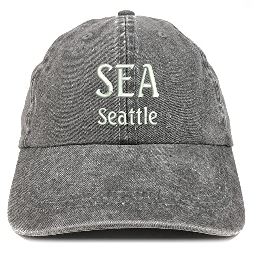 Trendy Apparel Shop SEA Seattle Embroidered Pigment Dyed Washed Baseball Cap