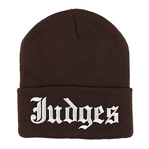 Trendy Apparel Shop Judges Old English Embroidered Long Cuff Beanie
