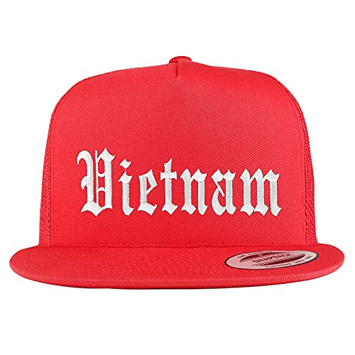 Trendy Apparel Shop Vietnam Old English 5 Panel Flatbill Trucker Cap
