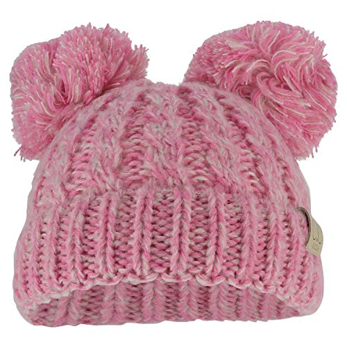 Trendy Apparel Shop Kid's Youth Size Winter Cable Knit 2 Pom Poms Beanie Hat
