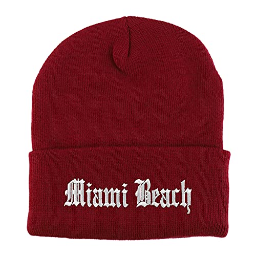 Trendy Apparel Shop Miami Beach Old English Embroidered Long Cuff Beanie