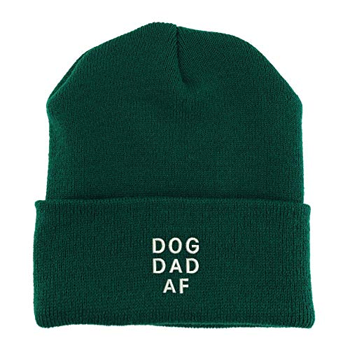 Trendy Apparel Shop Dog Dad Af Embroidered Made in USA Cuff Folded Acylic Knit Winter Beanie Hat
