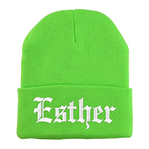 Trendy Apparel Shop Esther Old English Embroidered Long Cuff Beanie