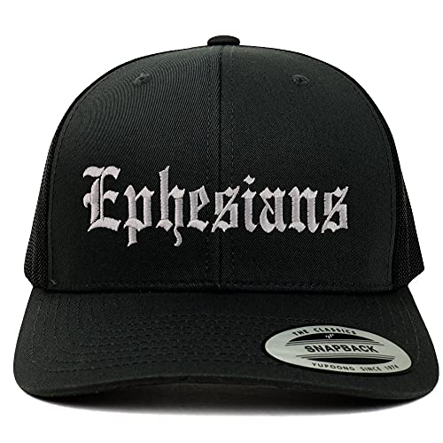 Trendy Apparel Shop Ephesians Old English 6 Panel Trucker Mesh Cap