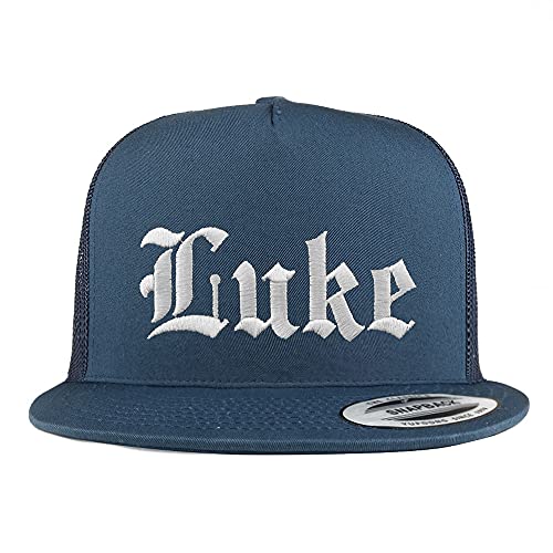 Trendy Apparel Shop Luke Old English 5 Panel Flatbill Trucker Cap