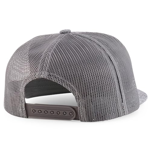 Trendy Apparel Shop Structured Flat Bill Camper Style Turcker Cap