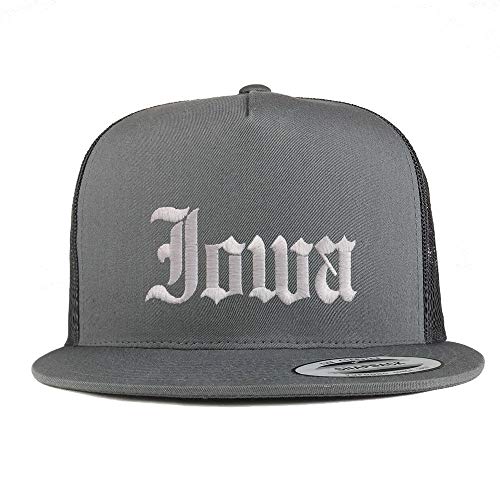 Trendy Apparel Shop Iowa State Old English 5 Panel Flatbill Trucker Mesh Cap