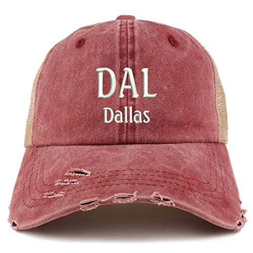 Trendy Apparel Shop DAL Dallas Embroidered Frayed Bill Trucker Mesh Back Cap