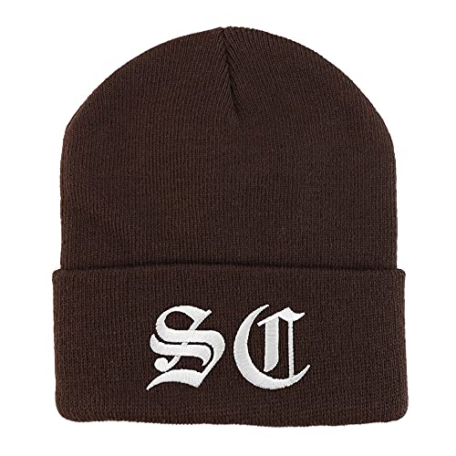 Trendy Apparel Shop South Carolina SC Old English Embroidered Long Cuff Beanie