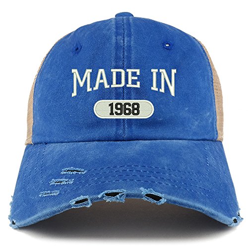 Trendy Apparel Shop Made in 1968 51st Birthday Embroider Frayed Trucker Mesh Back Cap