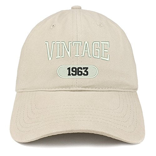 Trendy Apparel Shop Vintage 1963 Embroidered  Birthday Relaxed Fitting Cotton Cap