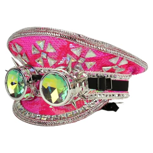Trendy Apparel Shop Festival Party Sparkly Sequin Rhinestone Captain Hat