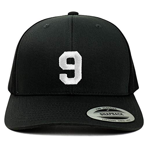 Trendy Apparel Shop Number 9 White Thread Embroidered Retro Trucker Mesh Cap