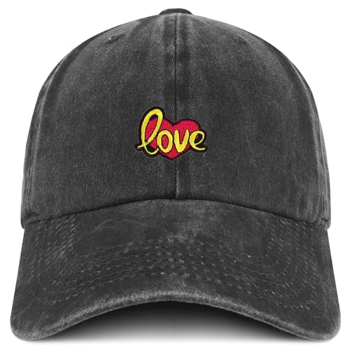 Trendy Apparel Shop Love with Heart Cartoon Patch Pigment Dyed Soft Cotton Baseball Cap