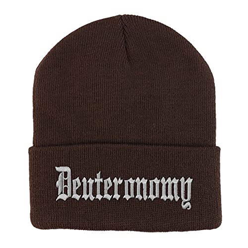 Trendy Apparel Shop Deuteronomy Old English Embroidered Long Cuff Beanie