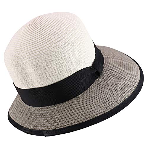 Trendy Apparel Shop UPF 50+ Women's Paper Braid Unbalanced Brim Sun Hat
