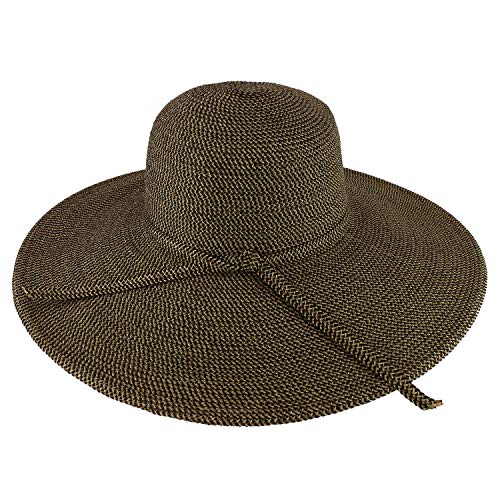 Trendy Apparel Shop UPF 50+ Paper Braid Tweed 5" Flat Brim Sun Shade Hat