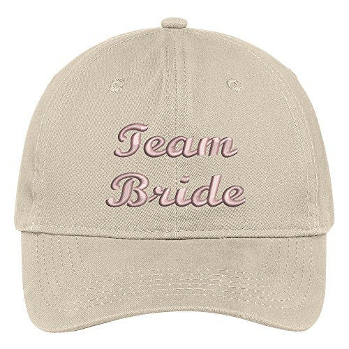 Trendy Apparel Shop Team Bride Script Wedding Theme Embroidered Soft Crown Cotton Cap