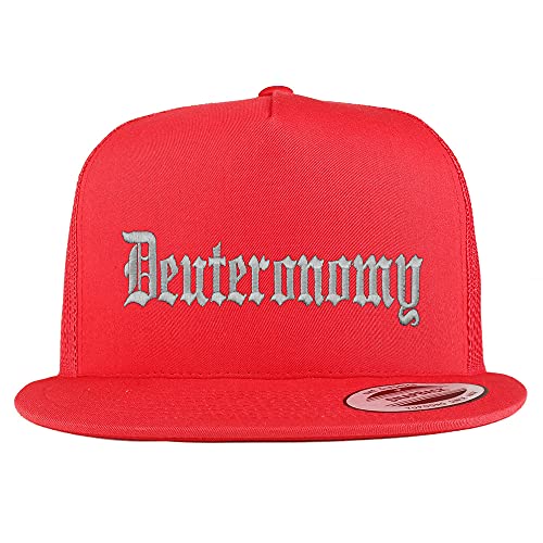 Trendy Apparel Shop Deuteronomy Old English 5 Panel Flatbill Trucker Cap